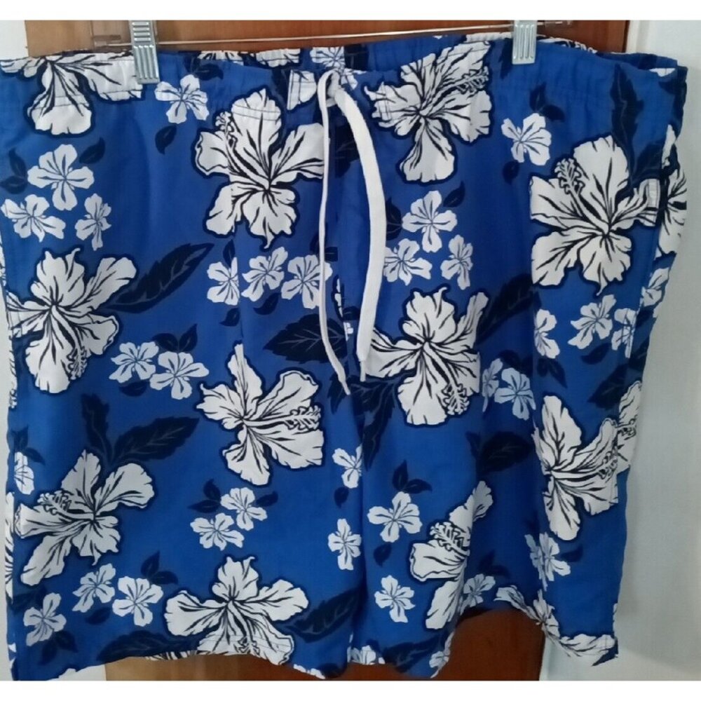 Consensus Men's L Hawaiian Tropical Floral Print Lined Swim Trunks